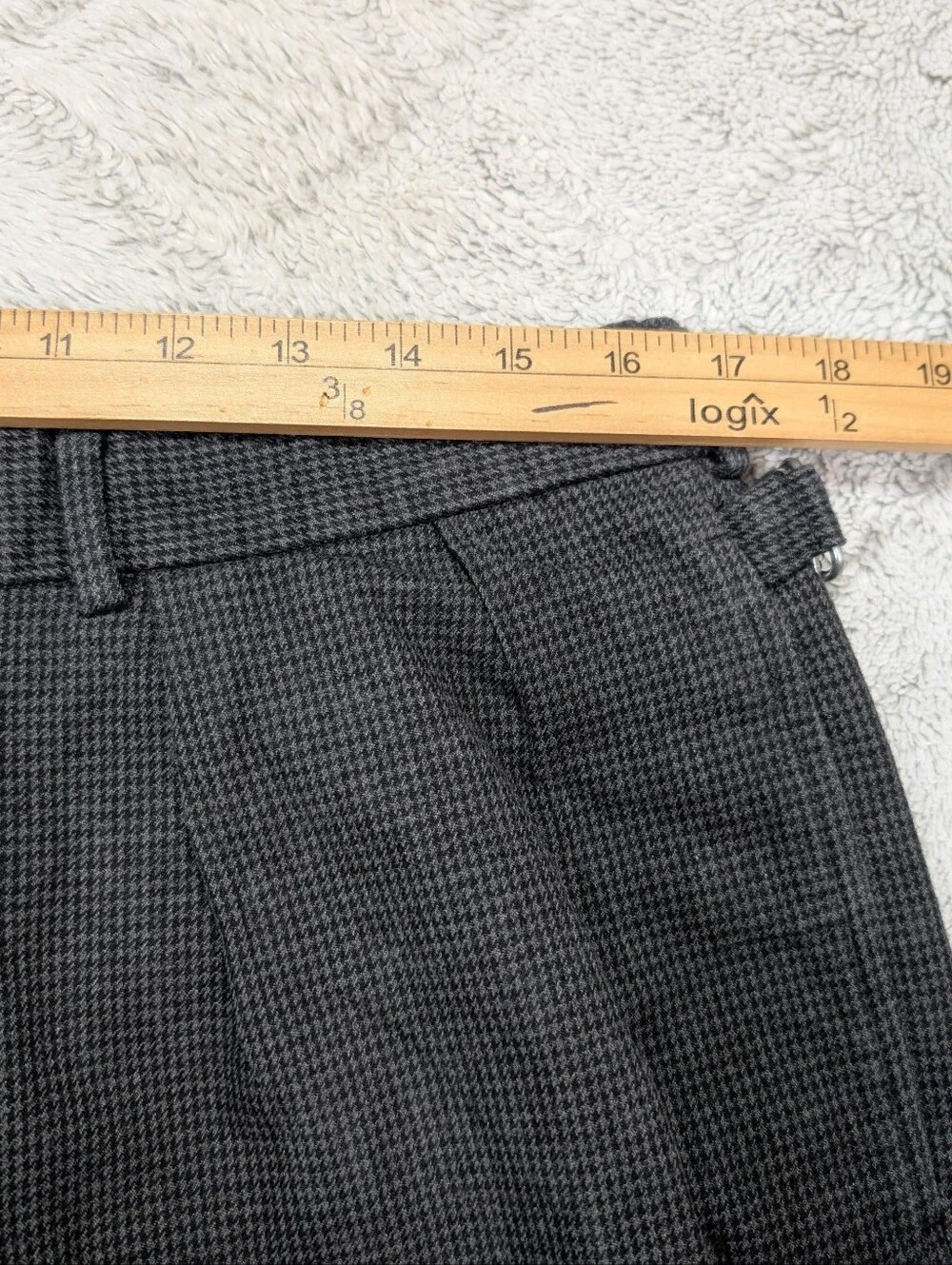 Vtg Polo Ralph Lauren Pants Mens 34x30 Gray Houndstooth Pleats Cuffs Side Buckle